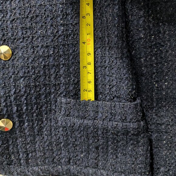 Belle House Japan Navy Blue Tweed Gold Button Skirt Suit, Size Us 4 Japan 9 - Picture 12 of 14